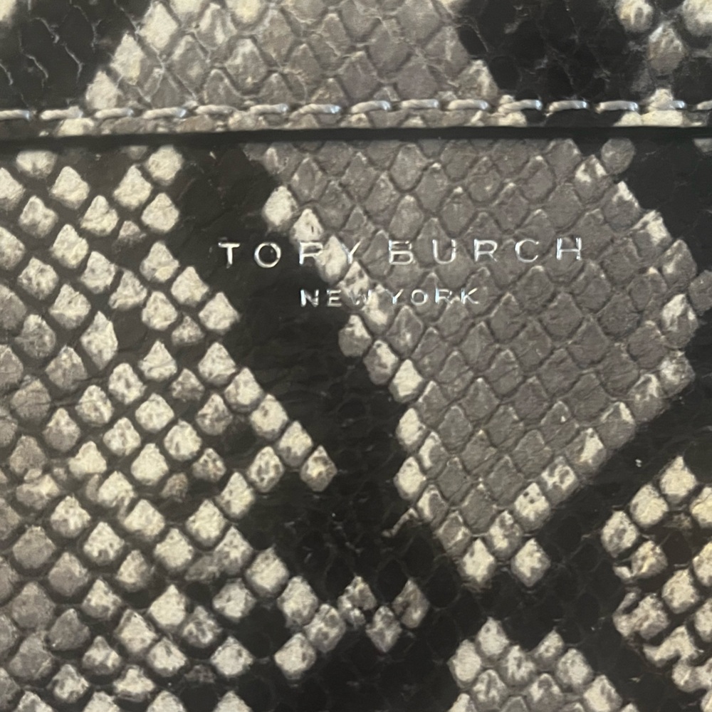 Tory Burch gray and black snake skin purse